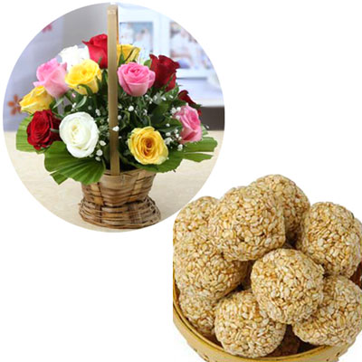 "Nuvulla Laddu - 1kg , Flower basket - Click here to View more details about this Product